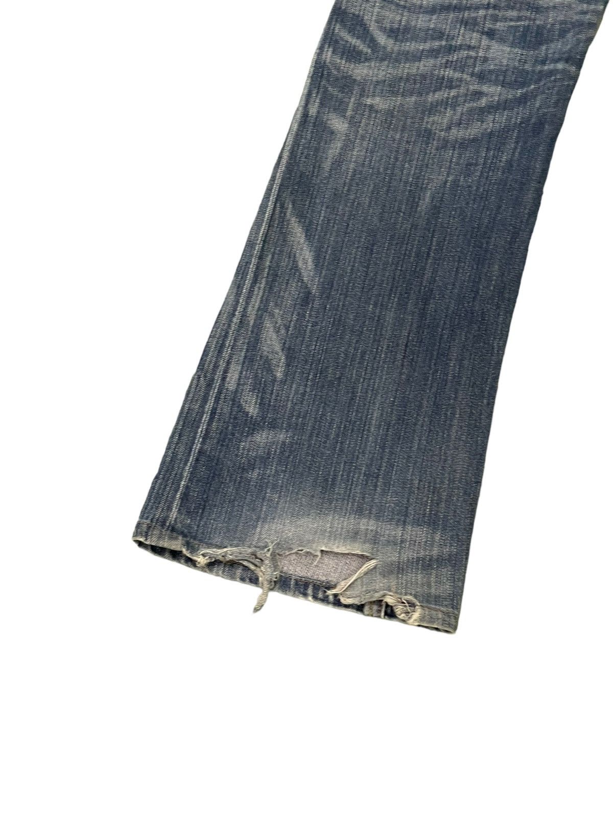 Japanese Brand Flare Jeans Rush Hour Faded Distress Boot Cut 8🟦4 Size US 33 - 15 Thumbnail