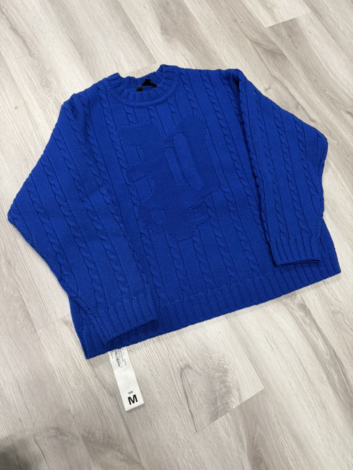 Purple Brand Purple Brand Cable Sweater Pullover Marine Blue Gothic Size US M / EU 48-50 / 2 - 1 Thumbnail