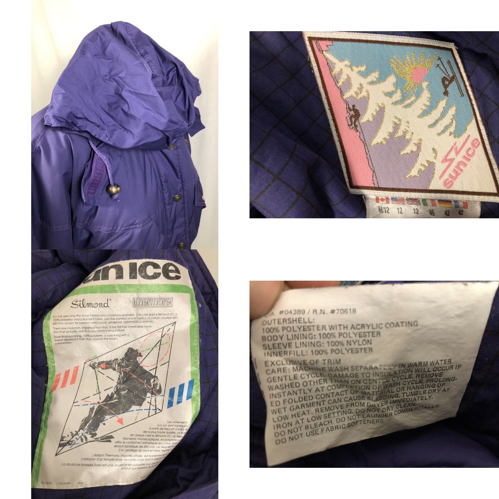 Vintage VINTAGE Sunice 1989 Purple Womens Ski Jacket Coat Hooded Thermore 12 Ski Snowboard Size XL / US 12-14 / IT 48-50 - 8 Thumbnail