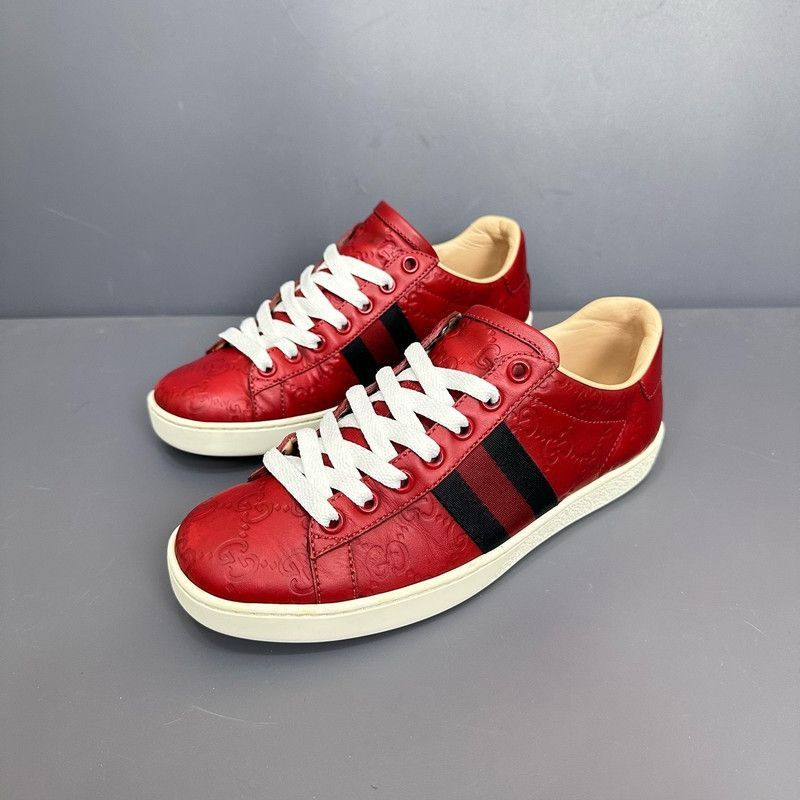 Other Gucci Ace Leather Low-Top Sneakers in Red Size US 5.5 / EU 38 - 1 Thumbnail