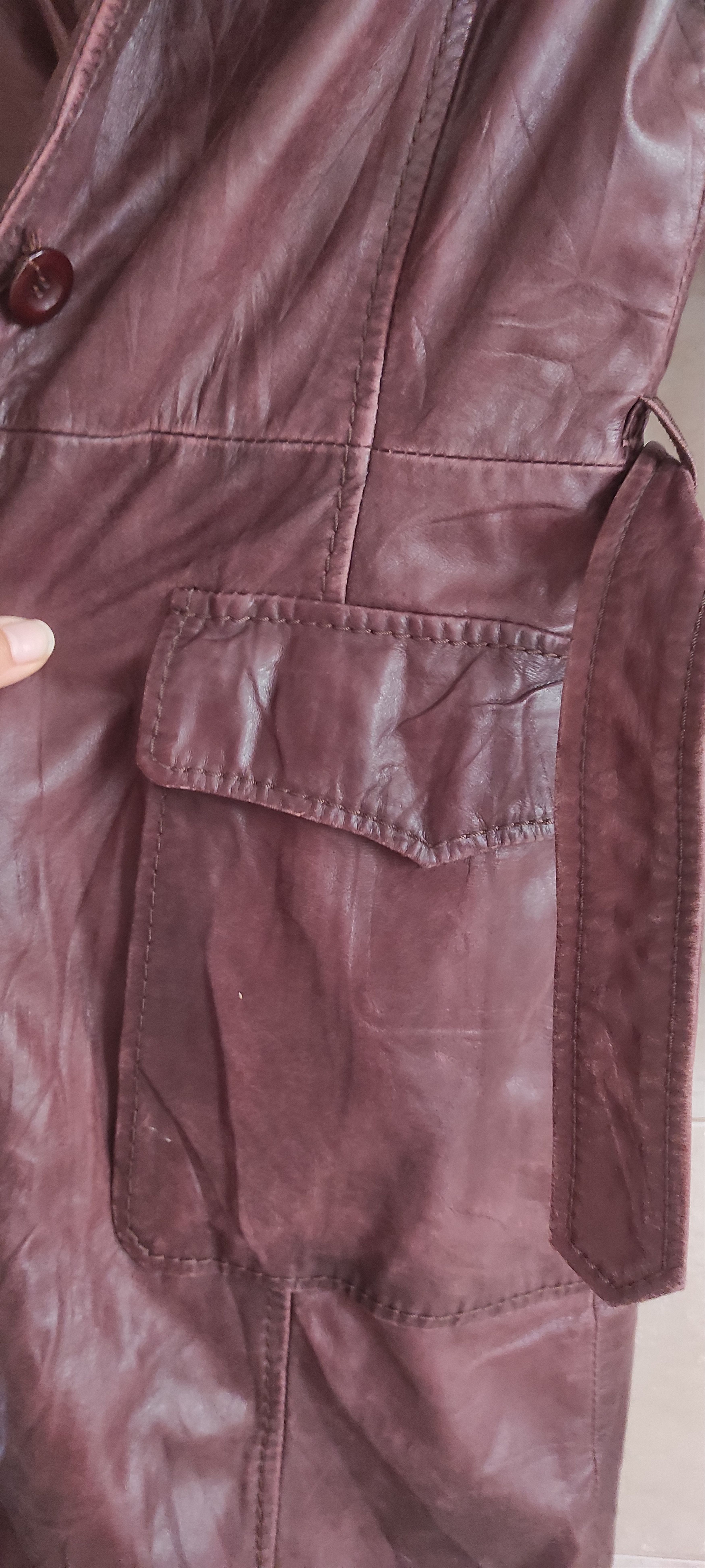 Leather × Zara ZARA Women's Real Leather Belted Trench Coat Size M Size M / US 6-8 / IT 42-44 - 4 Thumbnail