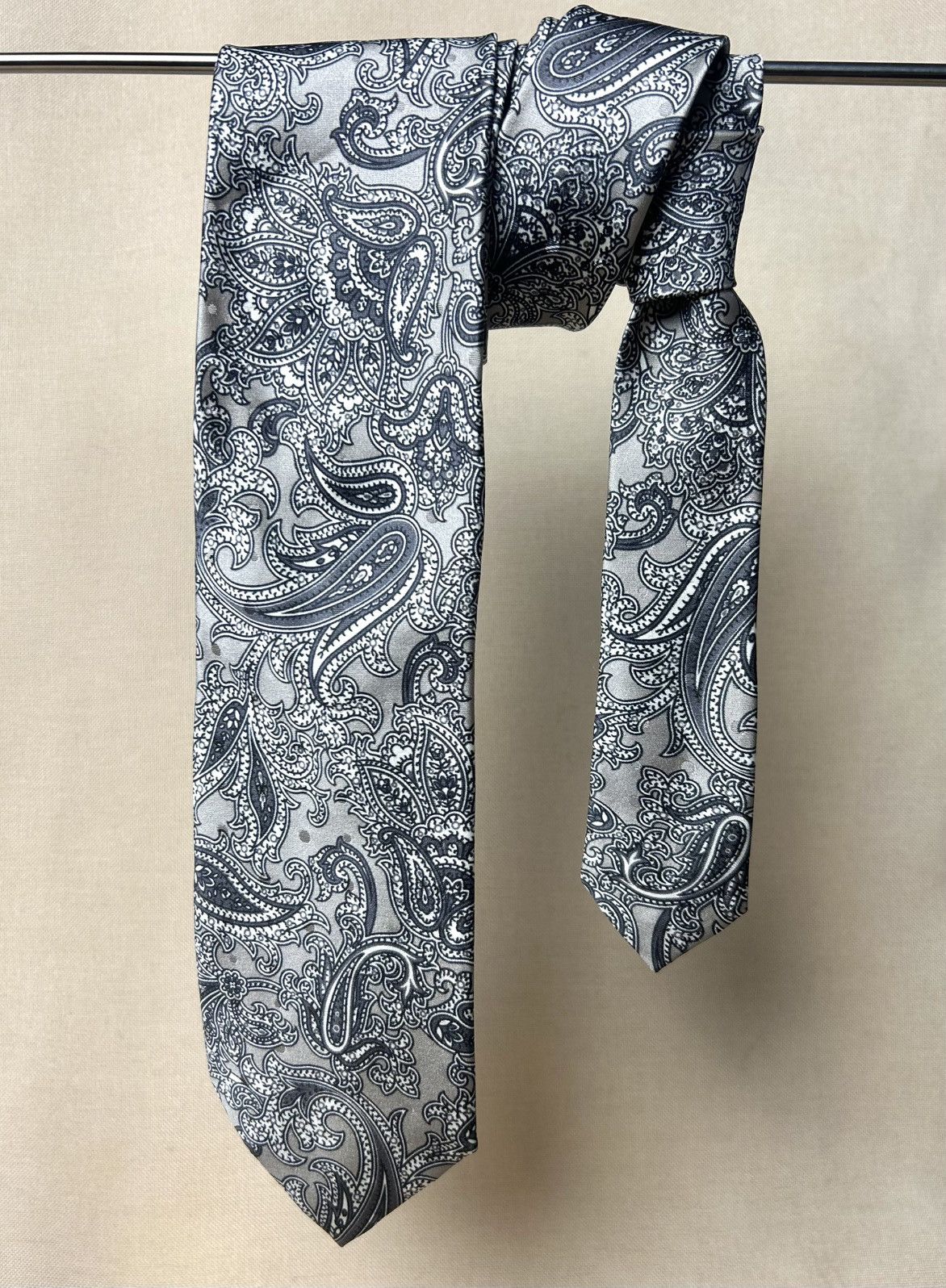 Paul Smith Paul Smith silver jacquard paisley Silk Mens Tie Size ONE SIZE - 1 Thumbnail
