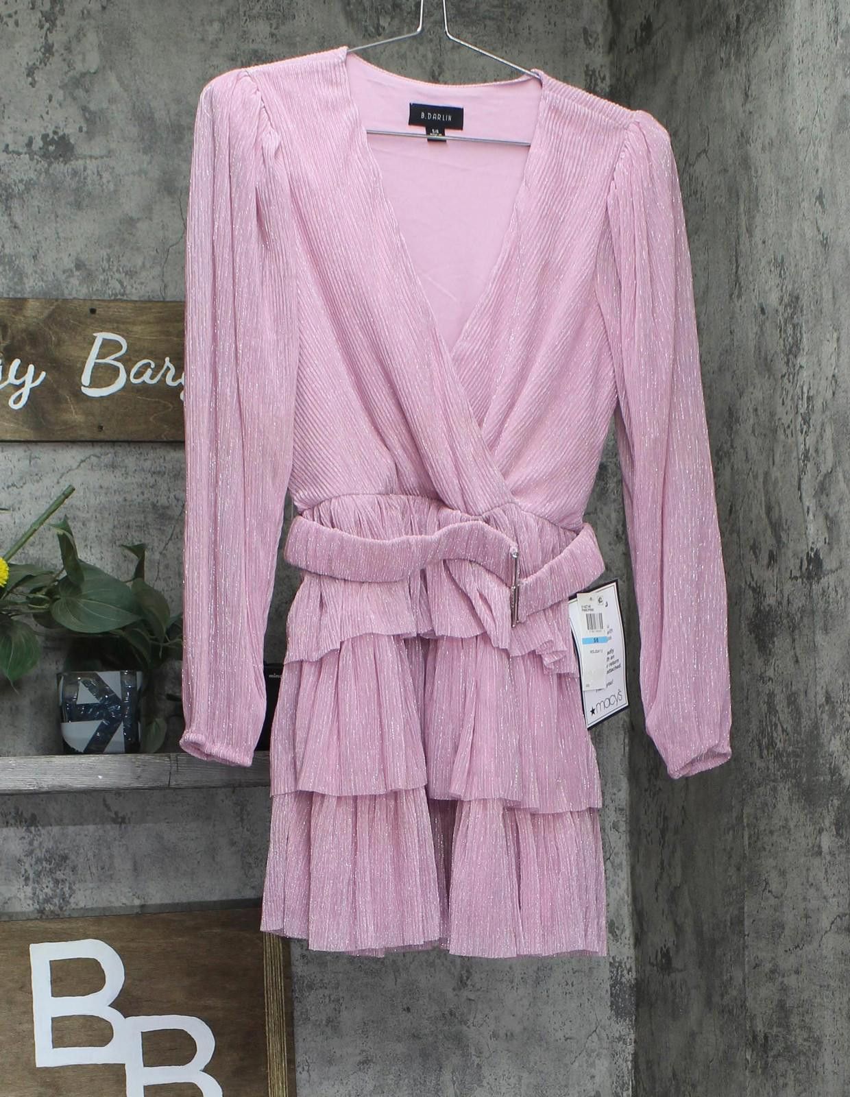Other Nwt B. Darlin Ruffled Tiered Sheer Sleeved Dress Pink 5/6 Size M / US 6-8 / IT 42-44 - 1 Thumbnail