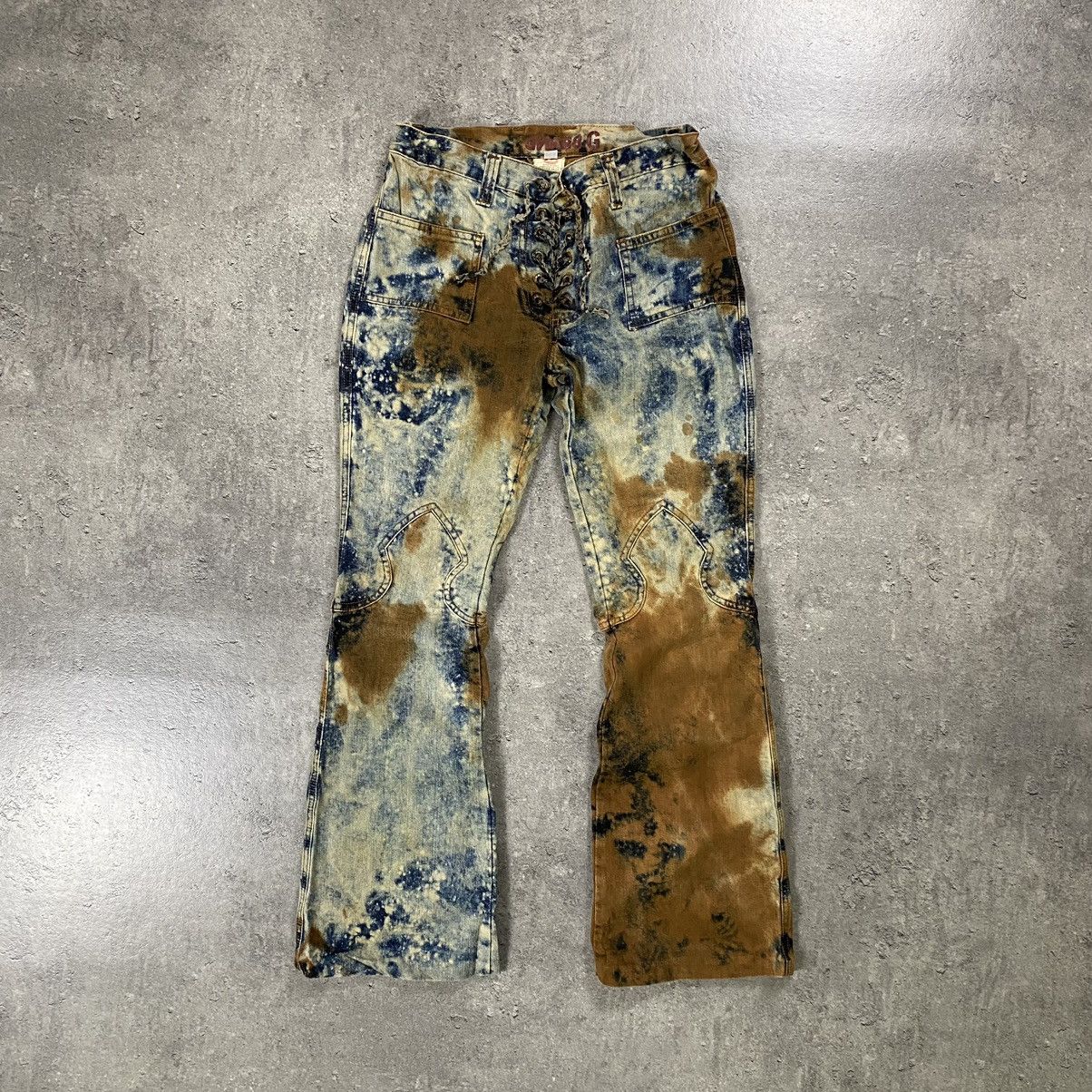 Japanese Brand × Vintage G Brand Flared Low Rise Jeans Tie Dye Pants Size 28" / US 6 / IT 42 - 1 Thumbnail