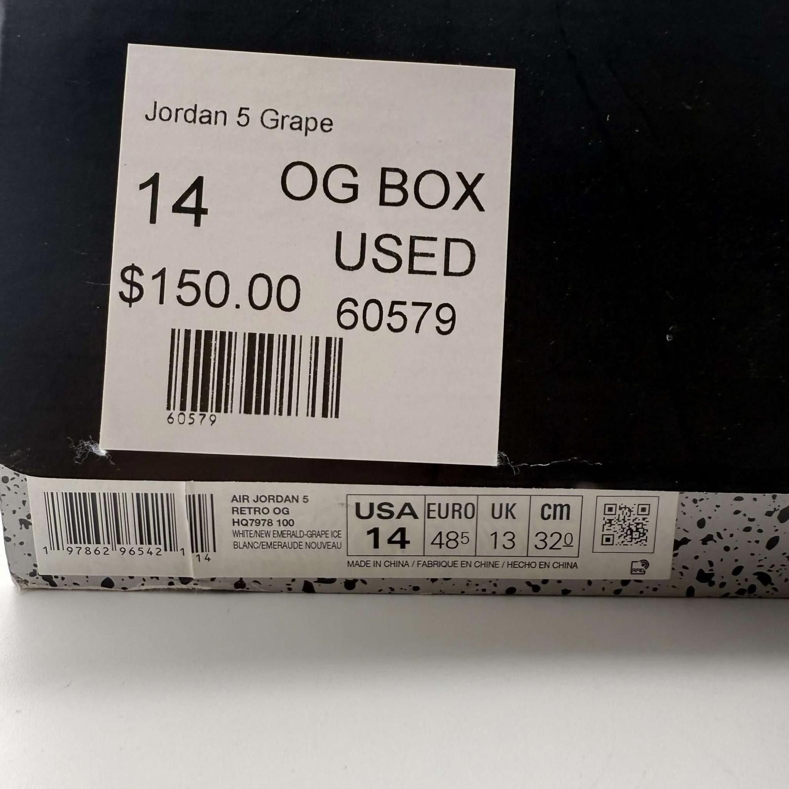 Nike Nike Air Jordan 5 Retro OG Grape White Emerald US 14 Used Size US 14 / EU 47 - 9 Thumbnail