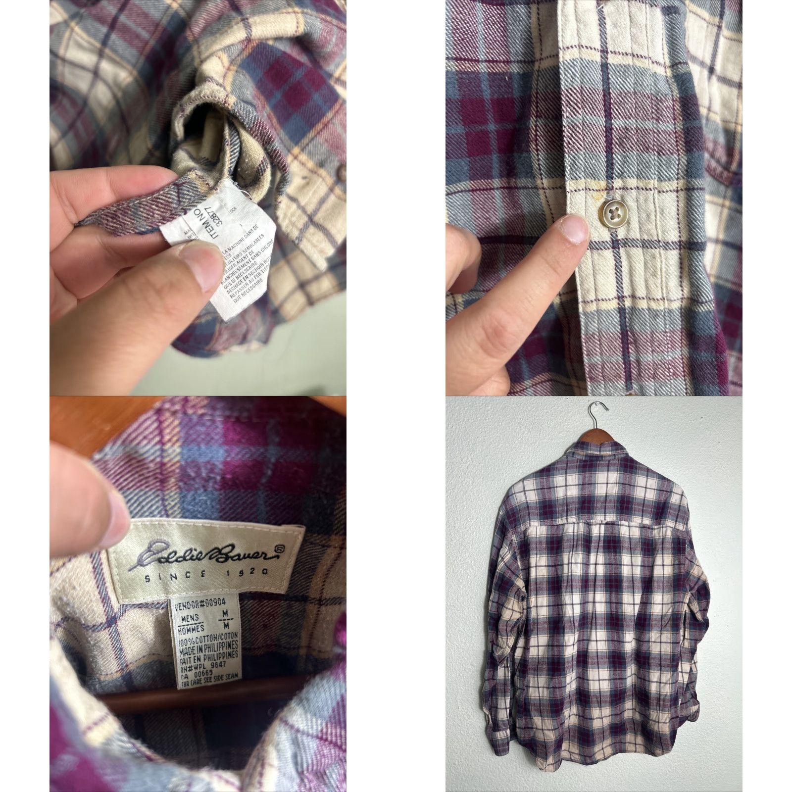 Eddie Bauer Eddie Bauer Mens Long Sleeve Flannel Shirt Purple Plaid M Size US M / EU 48-50 / 2 - 8 Thumbnail