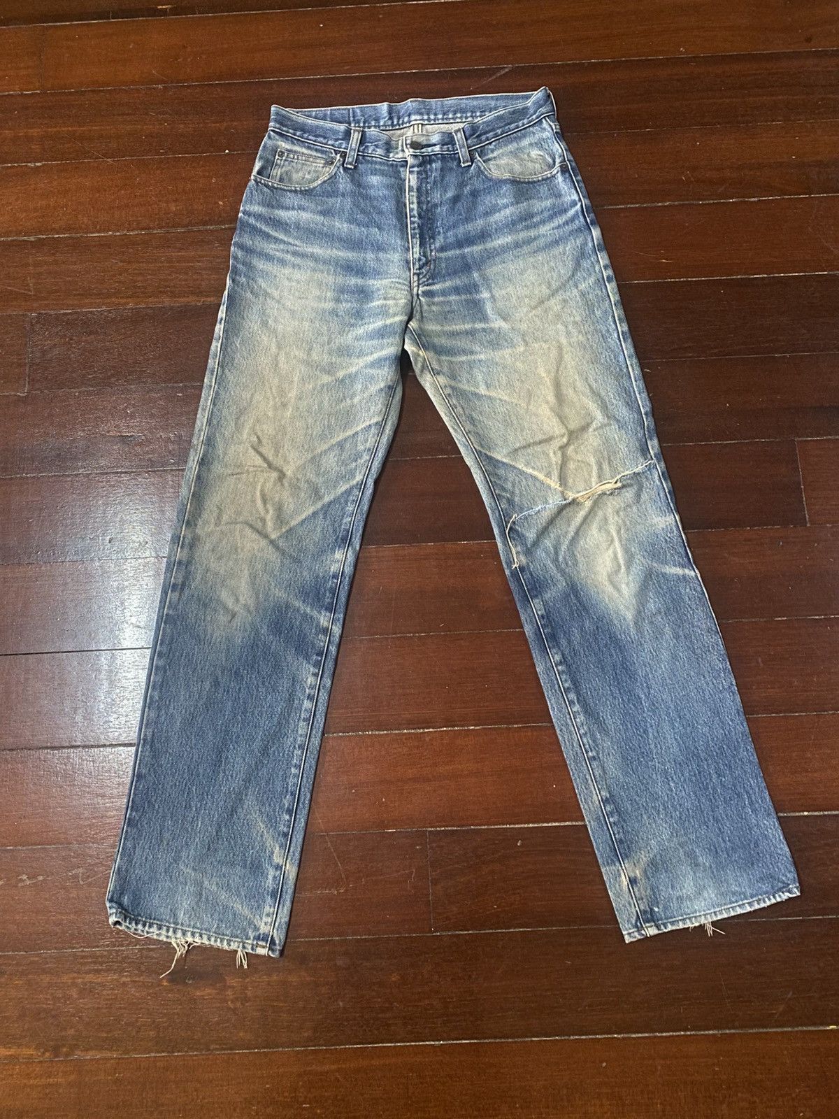 Japanese Brand 🔥Mega Rare🔥Japanese Bobson Distressed Denim Jeans mud wash Size US 33 - 1 Thumbnail