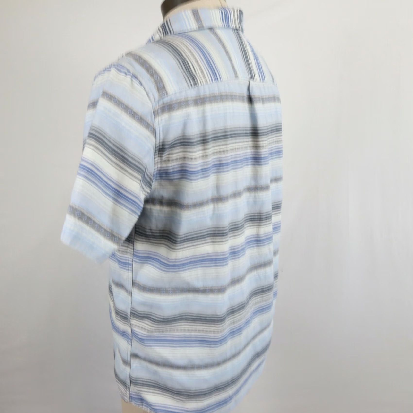 Vintage On the Byas Shirt Mens L Casual Pocket Button Up Blue Striped Short Sleeve Size US L / EU 52-54 / 3 - 7 Thumbnail