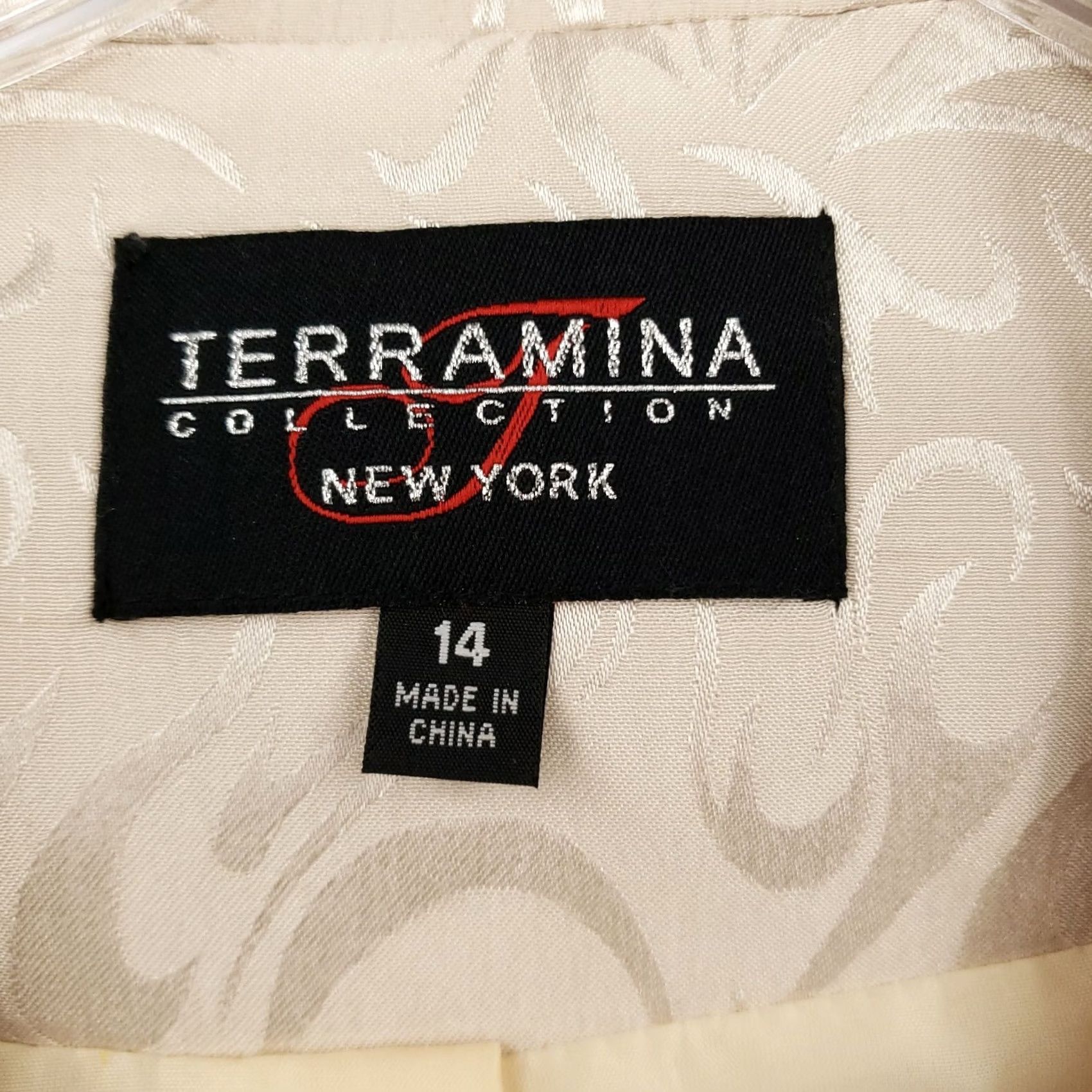 Vintage Terramina Jacket Women White Size 14 Long Sleeves Polyester Collarless Printed Brooch Size XL / US 12-14 / IT 48-50 - 3 Thumbnail