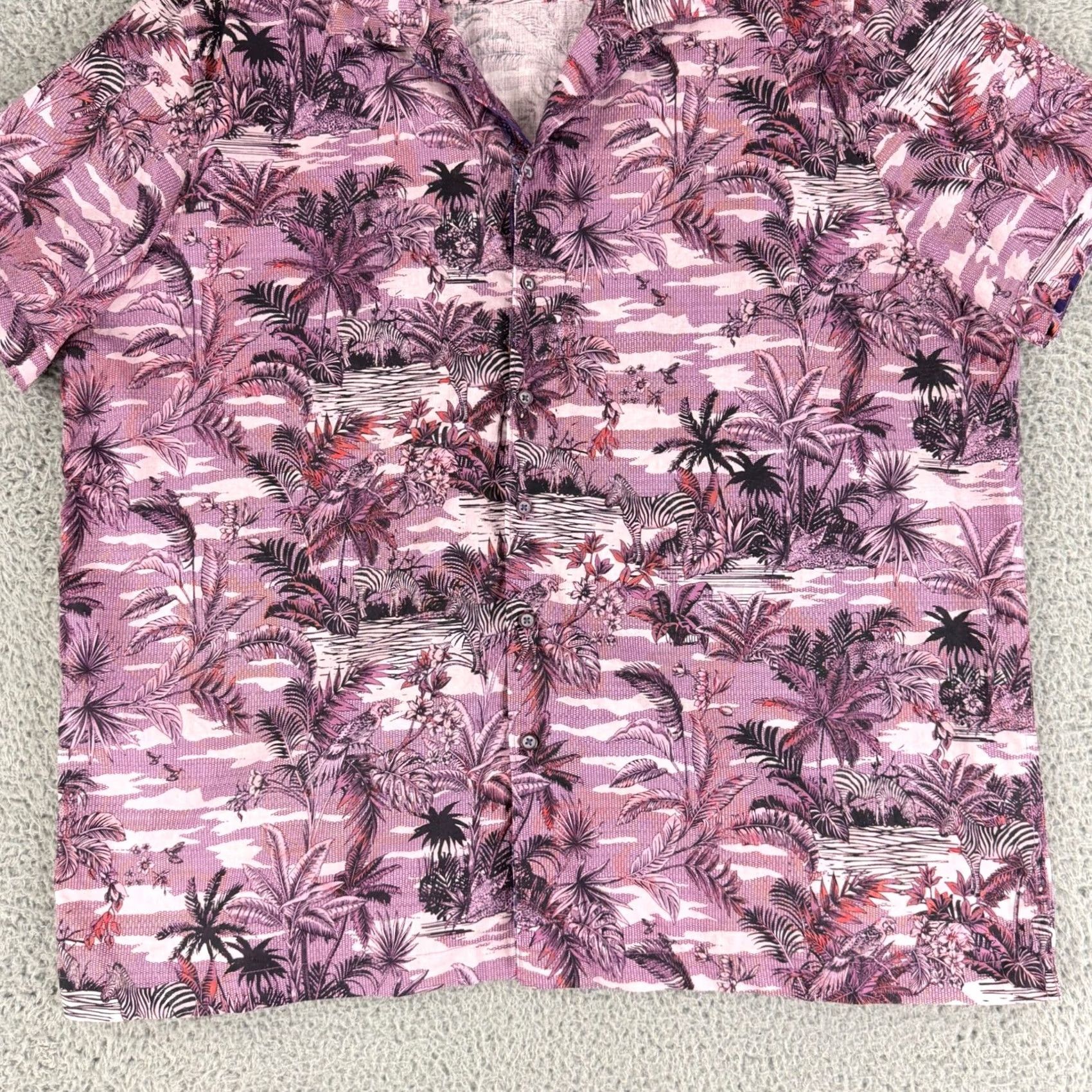 Robert Graham Robert Graham Button Up Shirt Mens 3XL Purple Tropical Zebra Linen Classic Fit Shirt Size US XXL / EU 58 / 5 - 5 Thumbnail