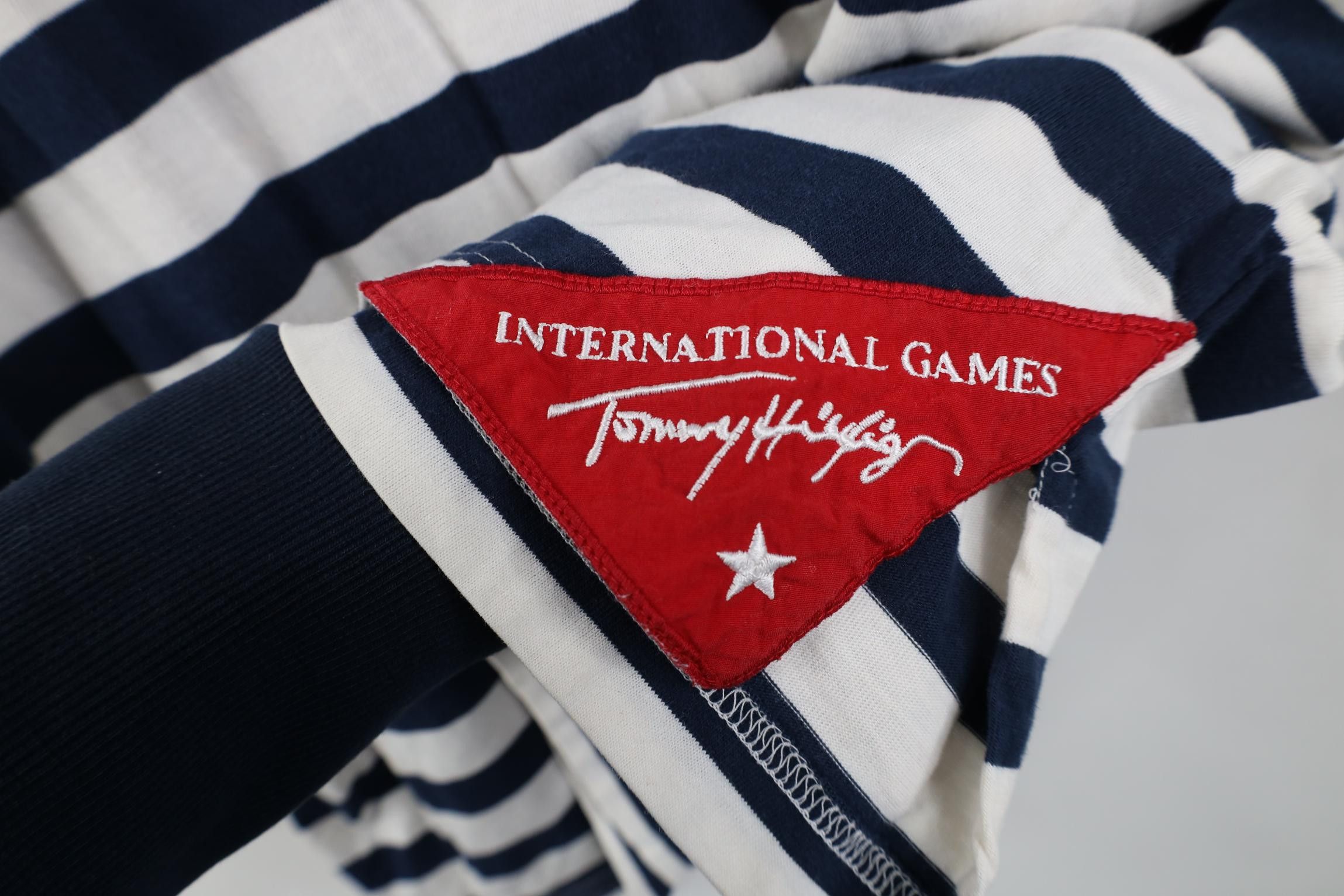 Tommy Hilfiger Vintage 90s Tommy Hilfiger Crest Striped Henley T-Shirt Size US L / EU 52-54 / 3 - 6 Thumbnail