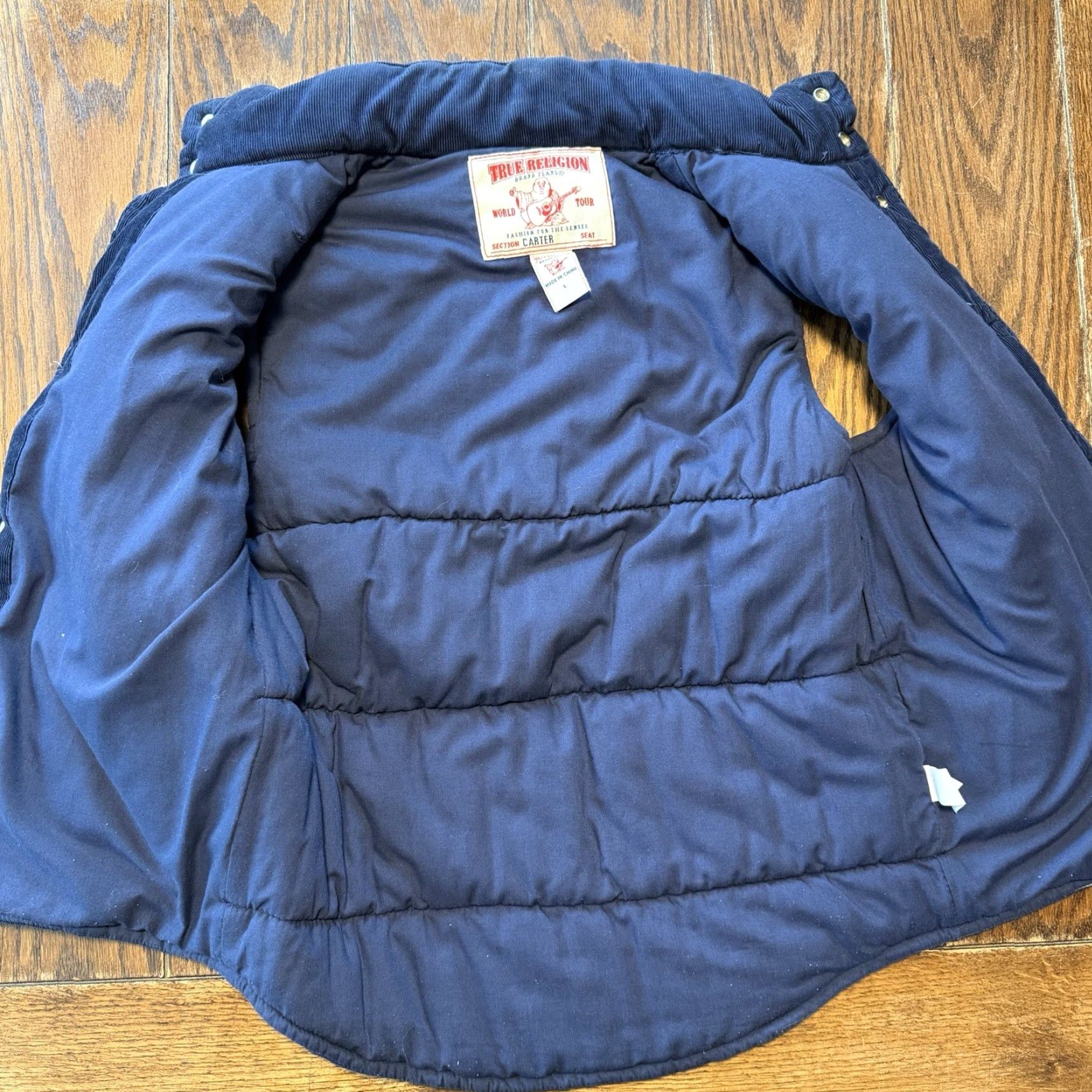 True Religion TRUE RELIGION Gilet CARTER Vest Jacket Logo Navy Blue Grey Corduroy Men’s Large READ Size US L / EU 52-54 / 3 - 2 Thumbnail