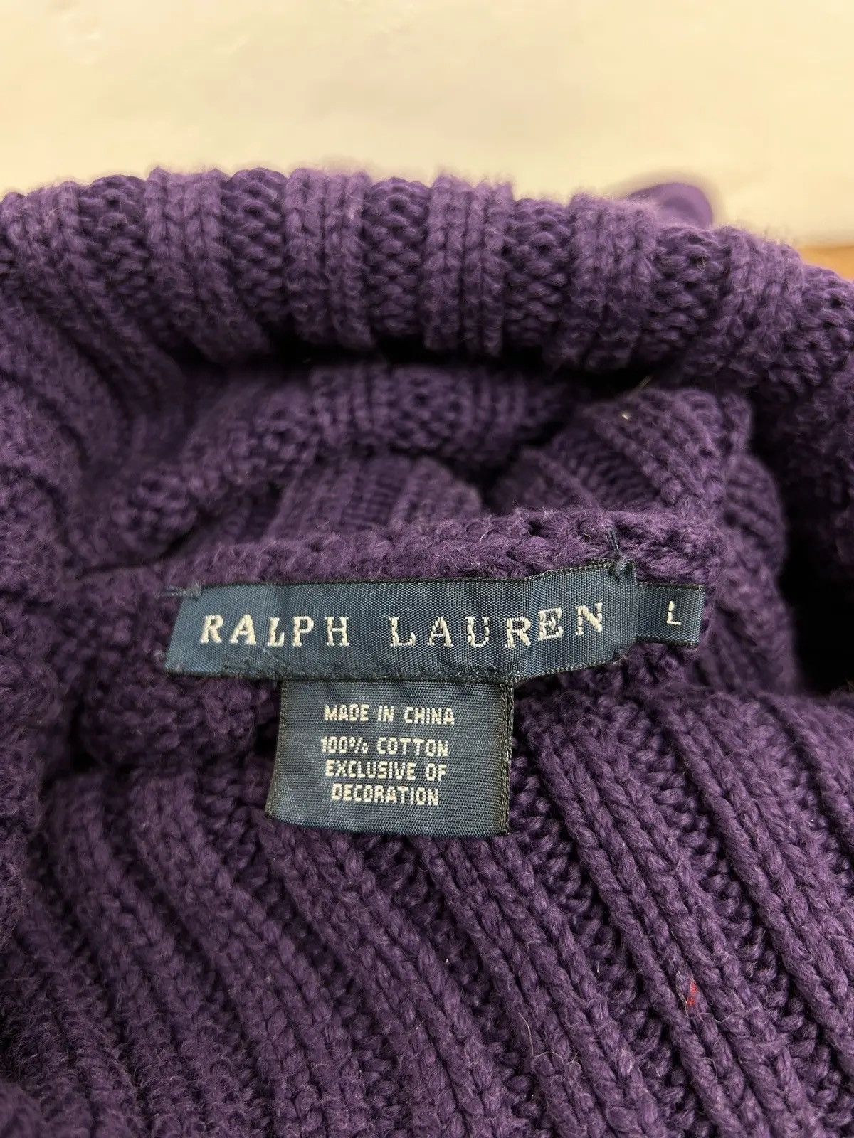 Polo Ralph Lauren Polo Ralph Lauren Cable Knit Turtleneck Sweater In Purple Size L / US 10 / IT 46 - 8 Thumbnail