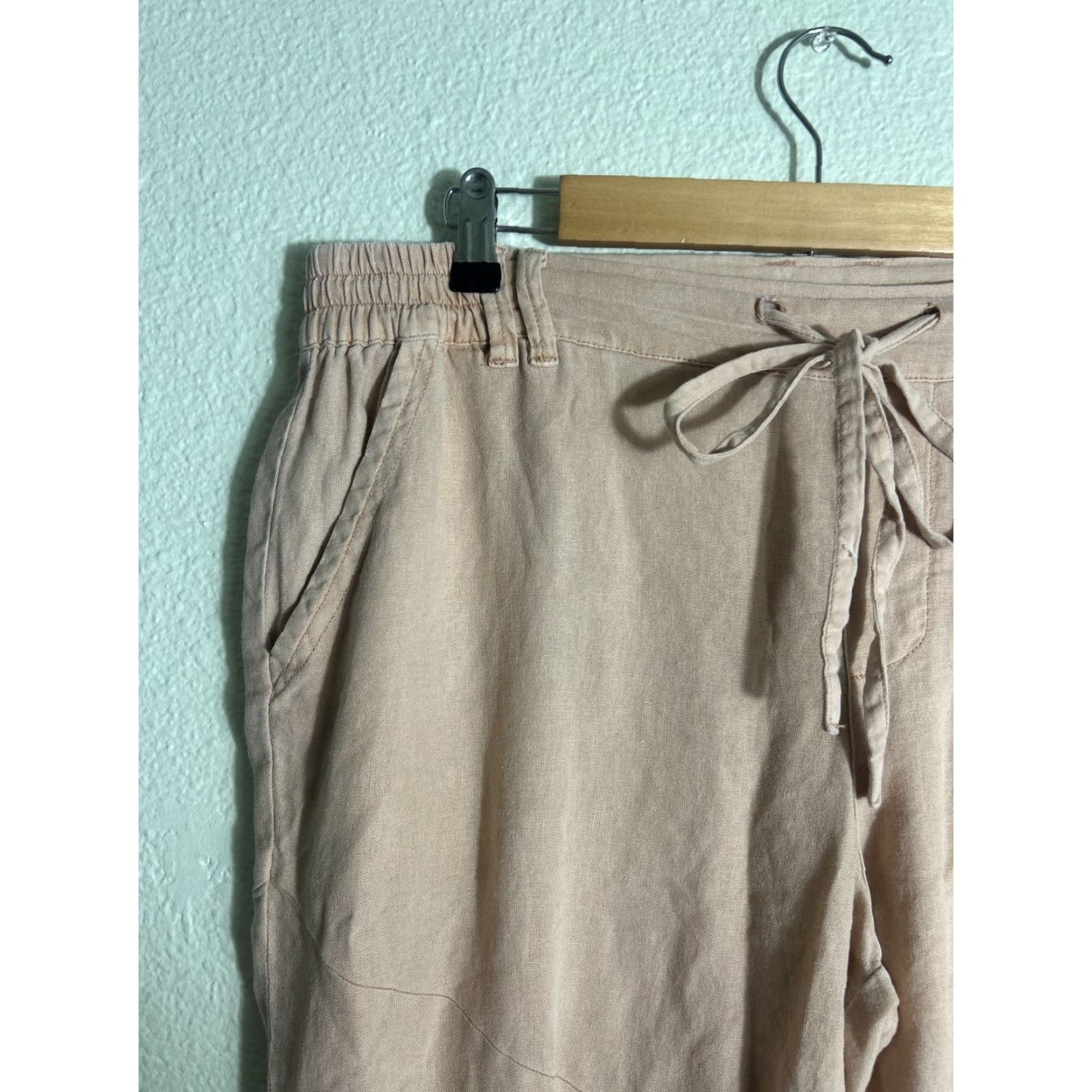 Pinko Sincerely Jules Womens Pants Drawstring Linen Rayon Pink Chino Large 36x28 Mens Womens Boys Girls? Size 36" / US 14 / IT 50 - 4 Thumbnail