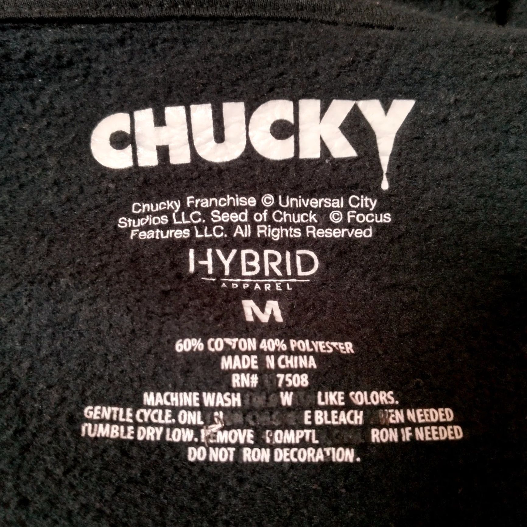 Vintage Chucky Doll Hoodie Men's Medium Black Pullover Hoodie Halloween Horror Graphic Knit Cotton Blend Size US M / EU 48-50 / 2 - 4 Thumbnail
