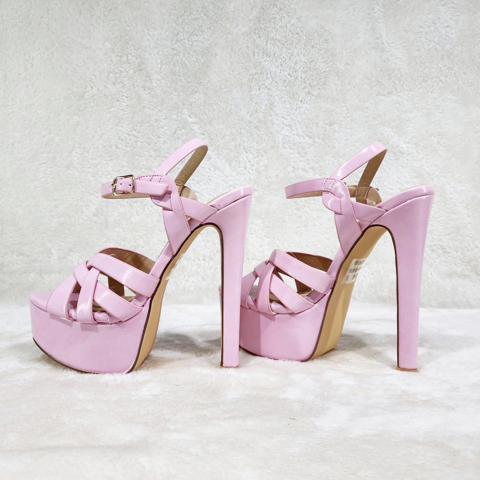 Rihbah Baby Pink Patent Platform 6