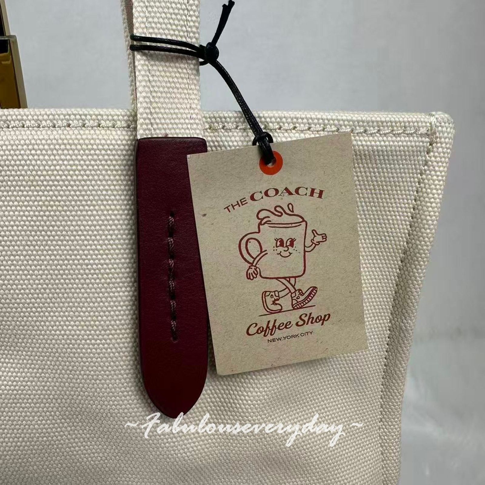 Coach Coach Coffee Shop Tote Canvas Coffee Cup Cream CS484 Size ONE SIZE - 5 Thumbnail