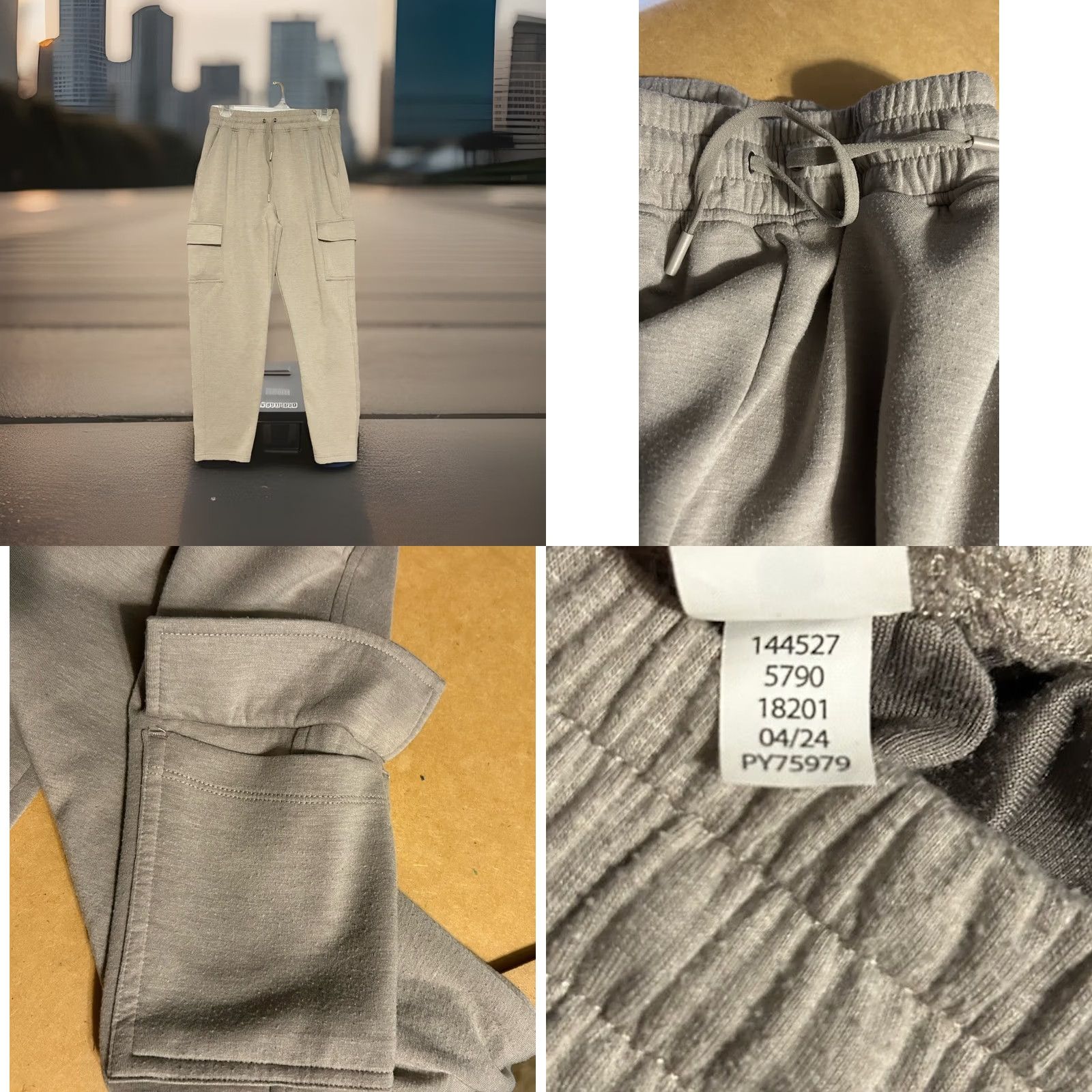 Vintage Yogalicious Jogger Pants Women Medium Tan Elastic Waist Cargo Pockets Knit 26 Inseam Size 32" / US 10 / IT 46 - 8 Thumbnail
