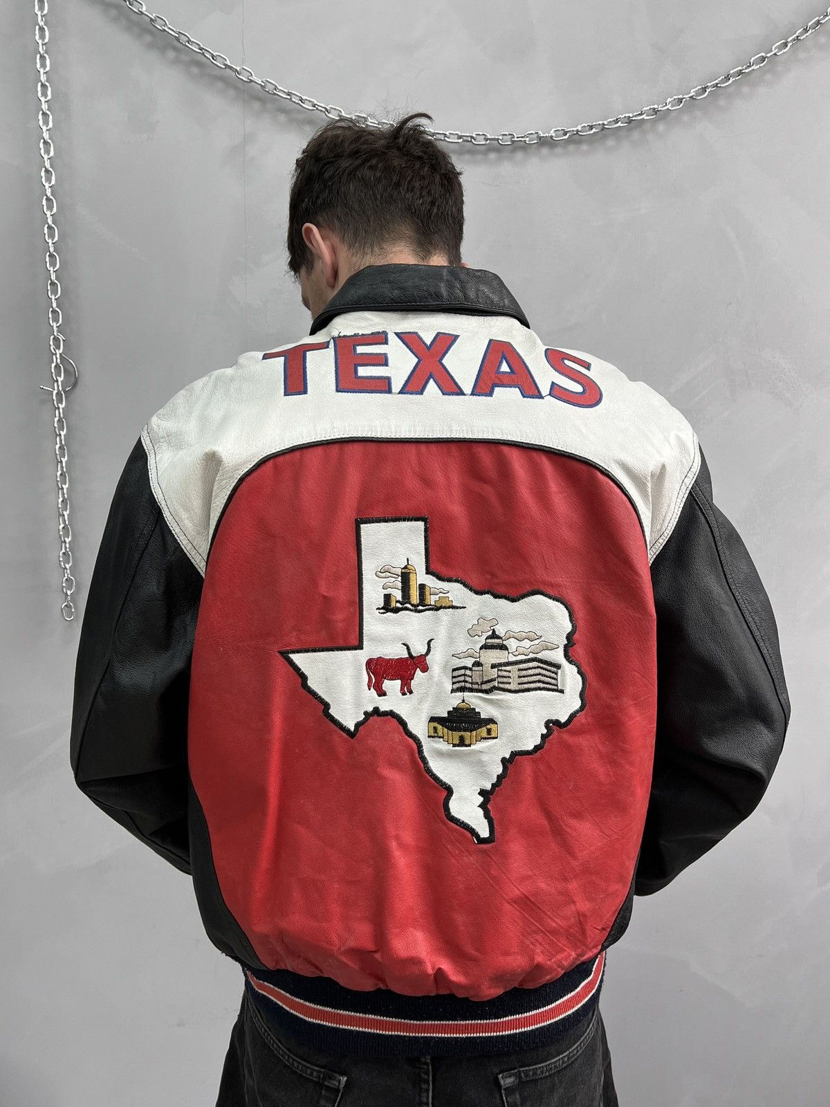 Vintage Retro 90s schott style aviator jacket leather TEXAS Size US L / EU 52-54 / 3 - 11 Thumbnail