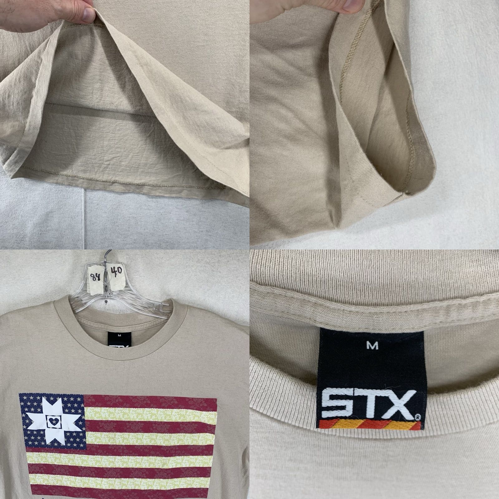 Vintage VINTAGE 90s Celebration Of American Quilts T Shirt Unisex Adult Medium Beige Cotton Arts & Crafts Made in USA Size US S / EU 44-46 / 1 - 8 Thumbnail