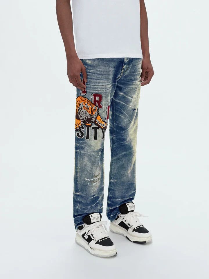 Amiri o1w1db11224 Varsity Tiger Five-Pocket Jeans Vintage Indigo Size US 32 / EU 48 - 3 Thumbnail