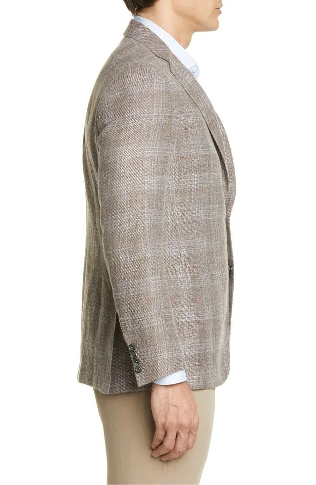 Canali Canali Kei Plaid Linen & Wool Sport Coat 54 EU / 44 US Long Size 44L - 2 Thumbnail