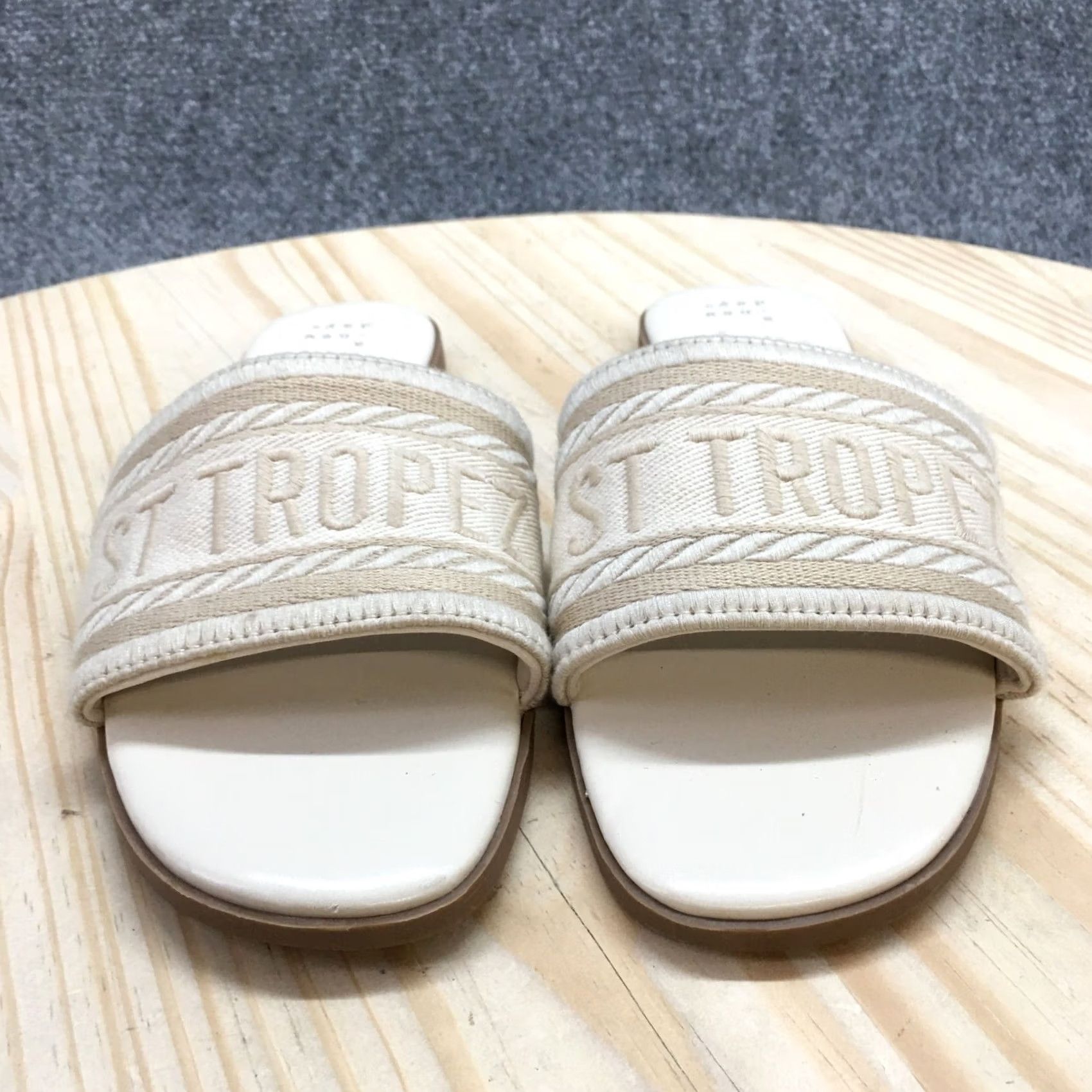 Vintage A New Day Sandals Womens 9.5 M Slip On Slides Beige Open Toe Casual St Tropez Size US 10 / IT 40 - 4 Thumbnail