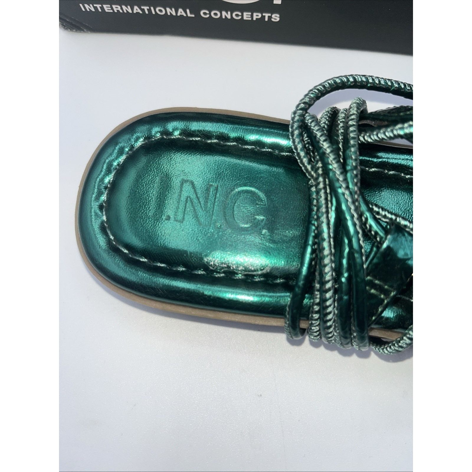 Other I.N.C. Womens Gilma Flower Flat Green 9M Viking Gladiator Size US 9 / IT 39 - 9 Thumbnail