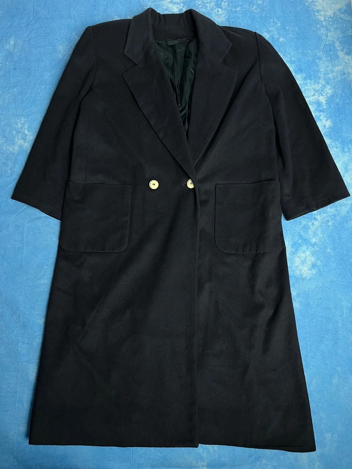 Vintage Vintage Avant Garde Dark Navy Wool Long Coat Old Money Size US L / EU 52-54 / 3 - 1 Thumbnail