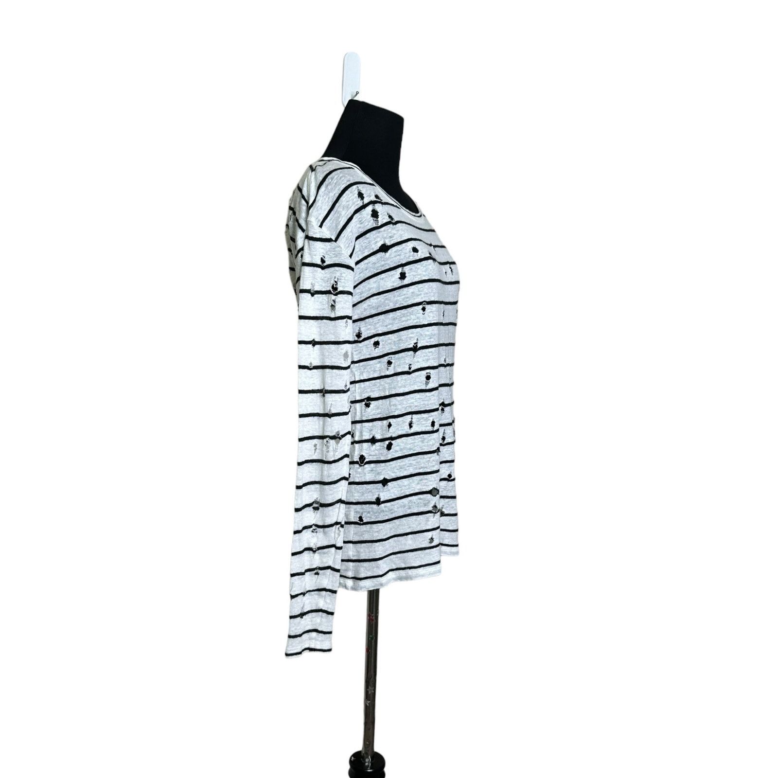 Iro IRO white black linen stripes distressed shirt size XS Size XS / US 0-2 / IT 36-38 - 9 Thumbnail