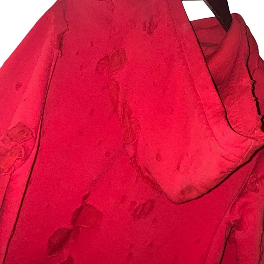 Givenchy Authentic Givenchy 17 Tisci Red Damaged Processed Hoodie Size US S / EU 44-46 / 1 - 8 Thumbnail