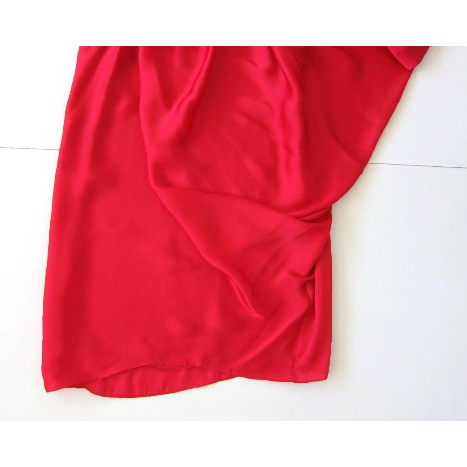 Vintage Aidan Mattox Dress One Shoulder Mini Red Silky Batwing Sleeve 6 Women's Dress Party/Cocktail Size M / US 6-8 / IT 42-44 - 6 Thumbnail
