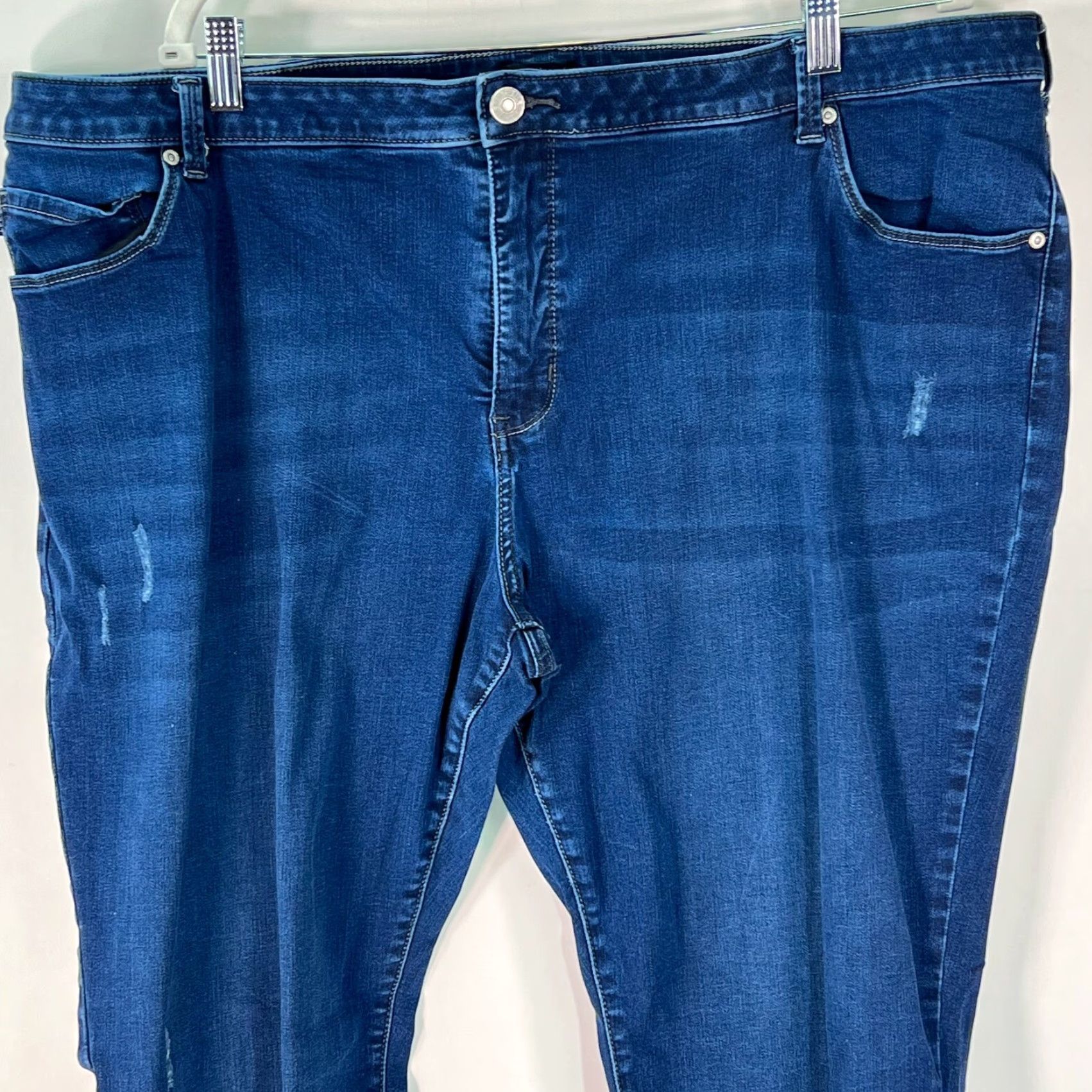 Lee Lee Plus Size 24W Slimming Fit Distressed Skinny Jeans Blue Denim 32 Inseam Womens Size 42" / US 20 - 3 Thumbnail