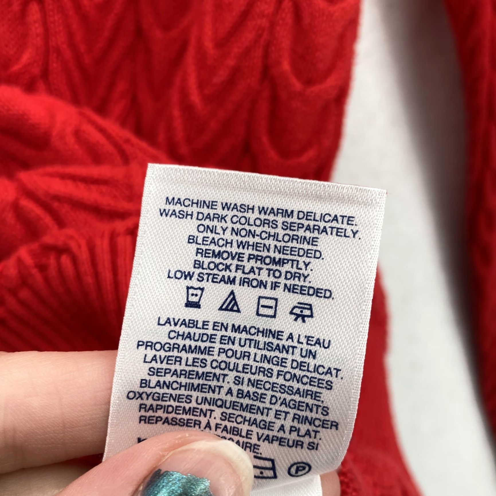 Lands' End VINTAGE Lands' End Sweater Womens 1X Red Cable Knit Turtleneck Cotton Pullover 16W-18W Mens? Size XL / US 12-14 / IT 48-50 - 6 Thumbnail