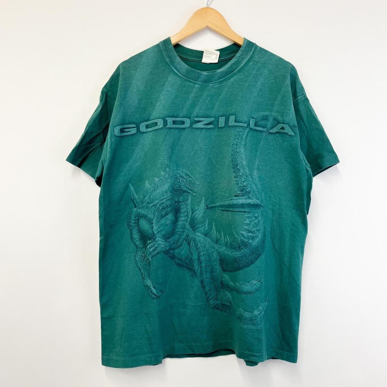 image of Godzilla Vintage 90's Cronies Graphic T-Shirt Green Mens Xl