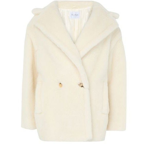 MAX MARA Olga Aviator Fuzzy White Wool Jacket New & Authenti