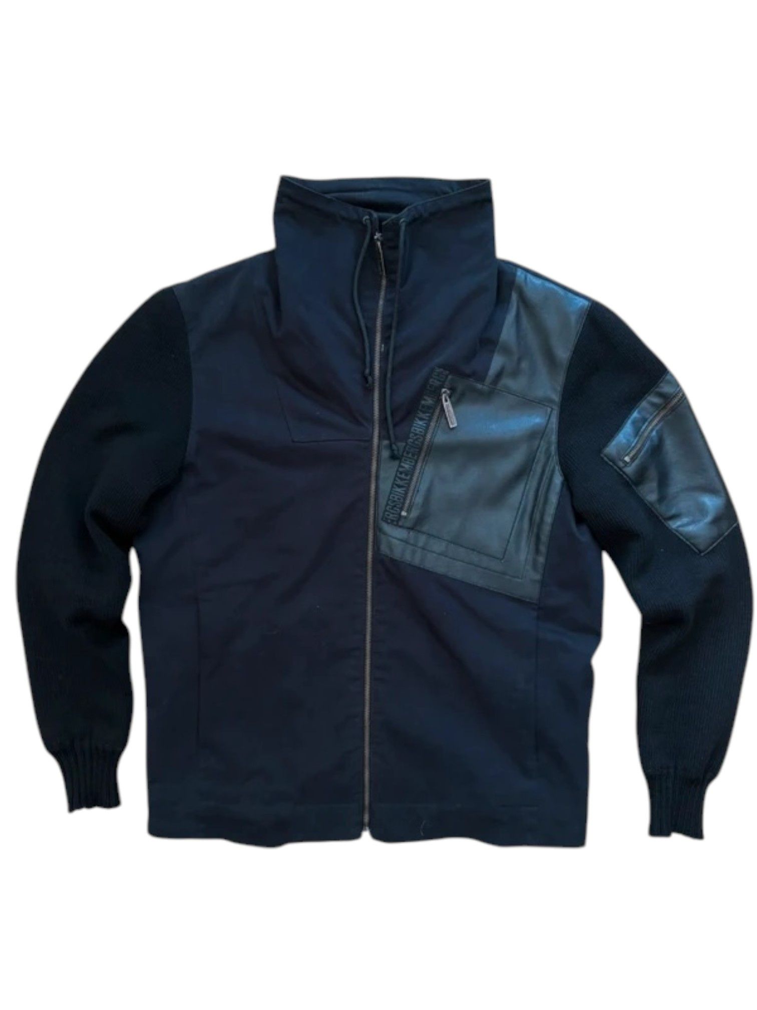 Dirk Bikkembergs Bikkembergs Panelled Zip Jacket Leather Knit Sleeves Size US M / EU 48-50 / 2 - 1 Thumbnail