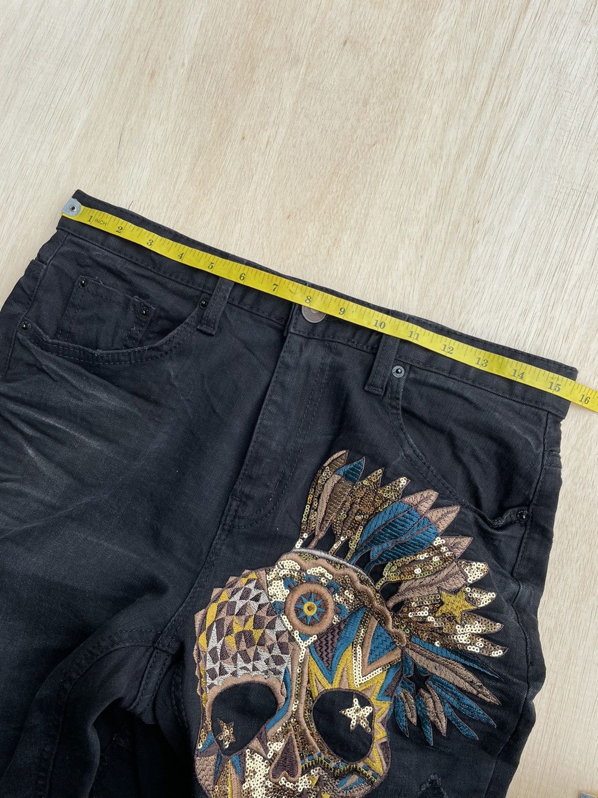 14th Addiction × 20471120 × Japanese Brand Brush Real Skull Distressed Pants Size US 31 - 10 Thumbnail