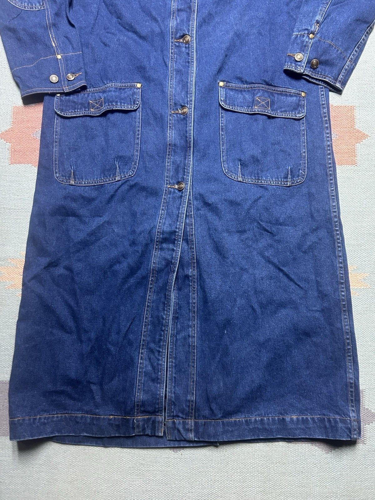 Vintage Vtg Long Denim Duster Trench Coat Jacket Western Boho Stea 8 Size 36" / US 14 / IT 50 - 2 Thumbnail