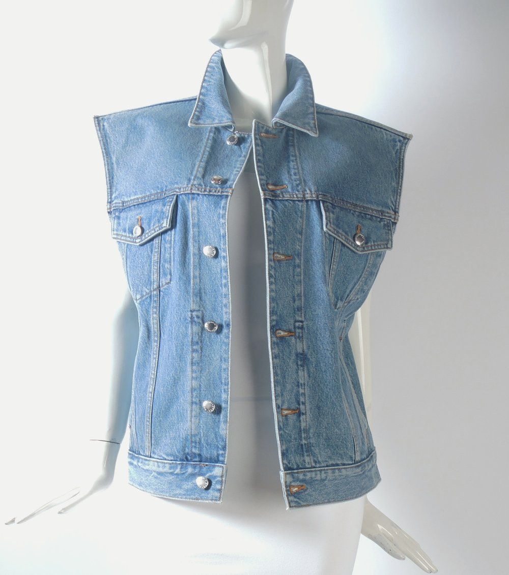 image of Alexander Wang O1Smst1Ft0424 Denim Vest In Blue, Women's (Size XS)