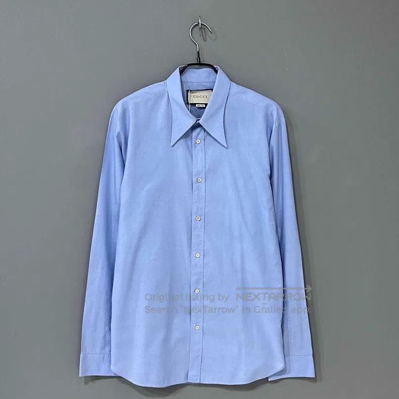 Gucci Gucci Size41 Light blue long-sleeved shirt Size US XXS / EU 40 - 1 Thumbnail