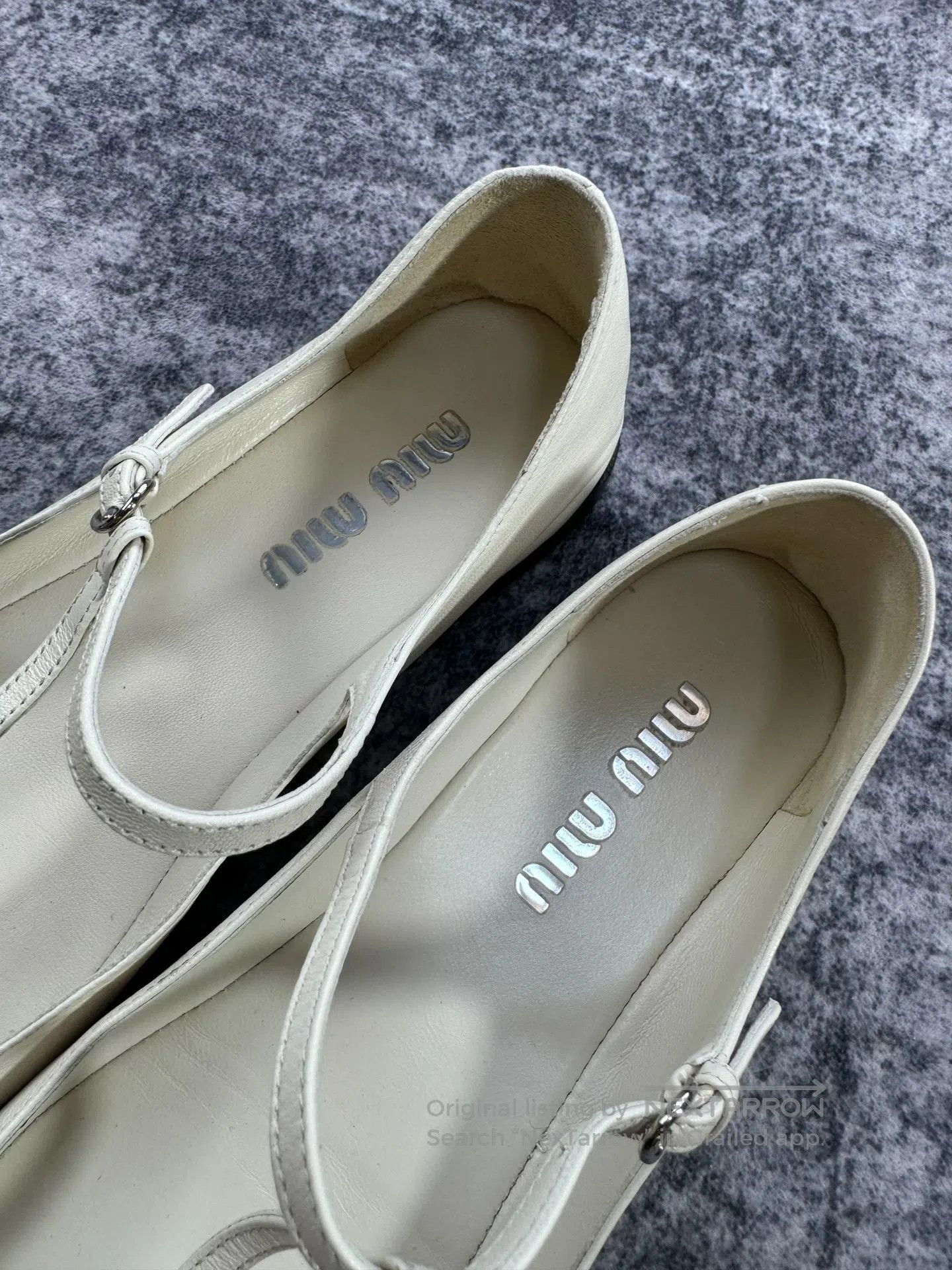 Miu Miu Miu Miu Ivory White Lambskin Letter Logo Flats| Size US 7 / IT 37 - 4 Thumbnail