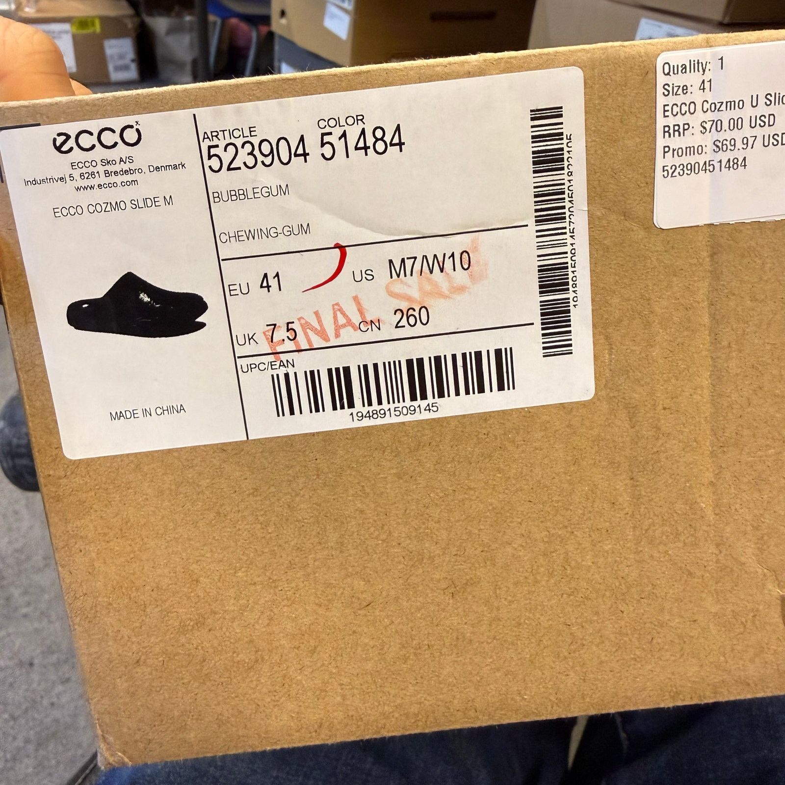 Ecco ECCO WOMEN'S 41 COZMO U SLIDE EVA PINK NIB NO LID Size US 10 / IT 40 - 5 Thumbnail