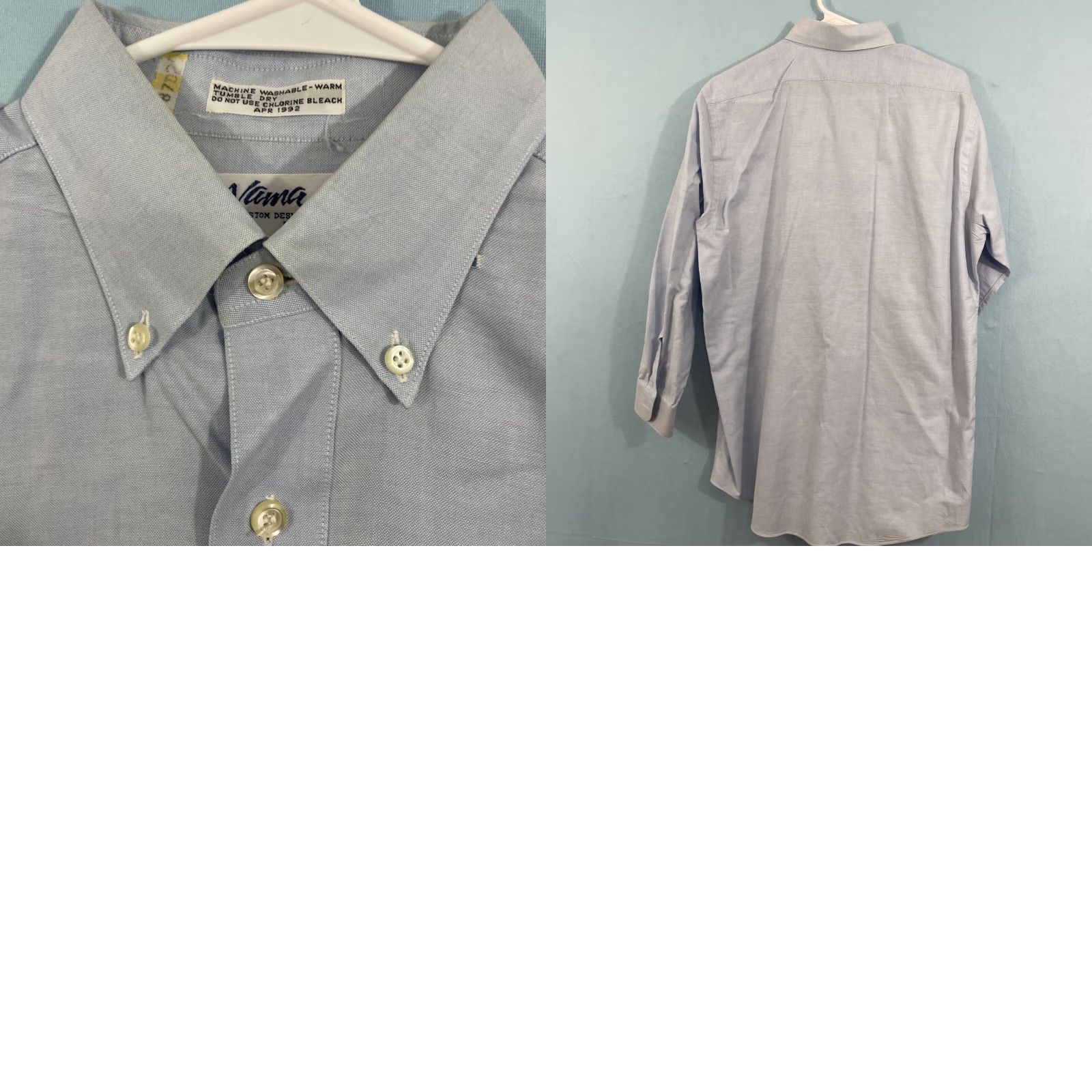 Vintage VINTAGE NAMA BEVERLY HILLS Dress Shirt VTG 90s Men L Blue Oxford 44" Button-Up Size 40R - 10 Thumbnail