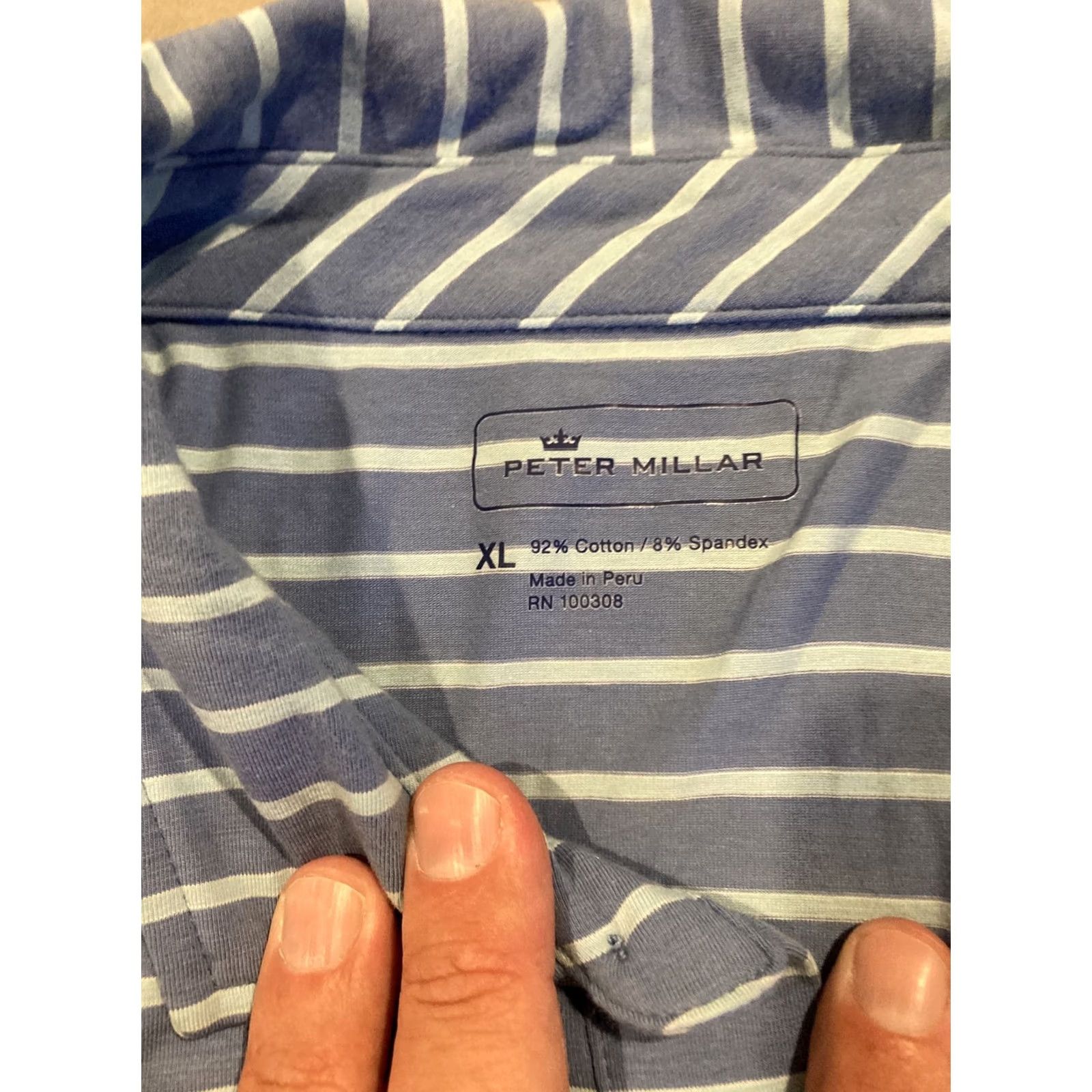Peter Millar Peter Millar Golf Polo Extra Large Blue Striped Short Sleeve IDI Size US XL / EU 56 / 4 - 4 Thumbnail