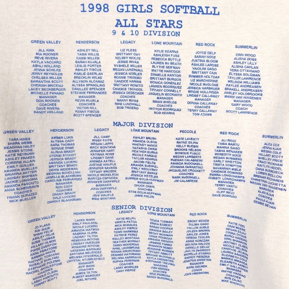 Hanes VINTAGE Hanes T-Shirt Mens Size Large White 1998 Las Vegas Little League Softball All Stars 90s Size US L / EU 52-54 / 3 - 5 Thumbnail
