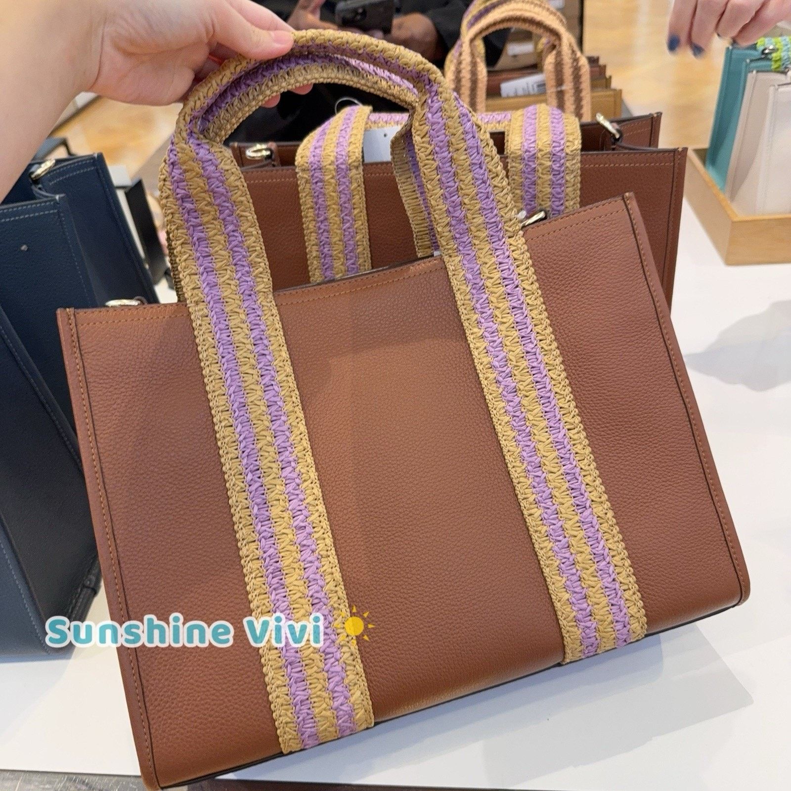 Coach NWT Coach Smith Tote Bag CBG90 Straw Leather Redwood Size ONE SIZE - 3 Thumbnail