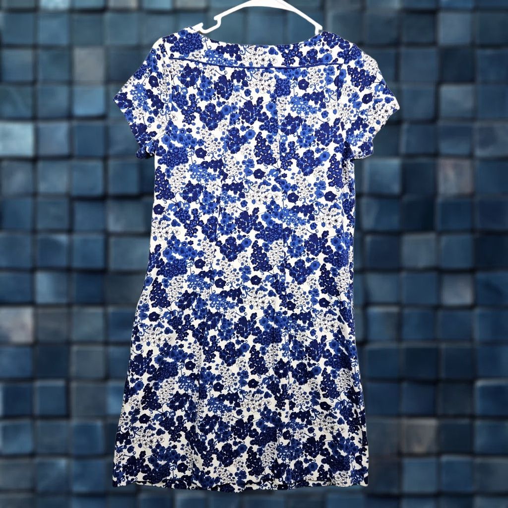 Boden Boden Dress Floral Print Short Sleeve Shift Dress Women 6R Blue White Cotton All Season Vintage No Size 28" / US 6 / IT 42 - 1 Thumbnail