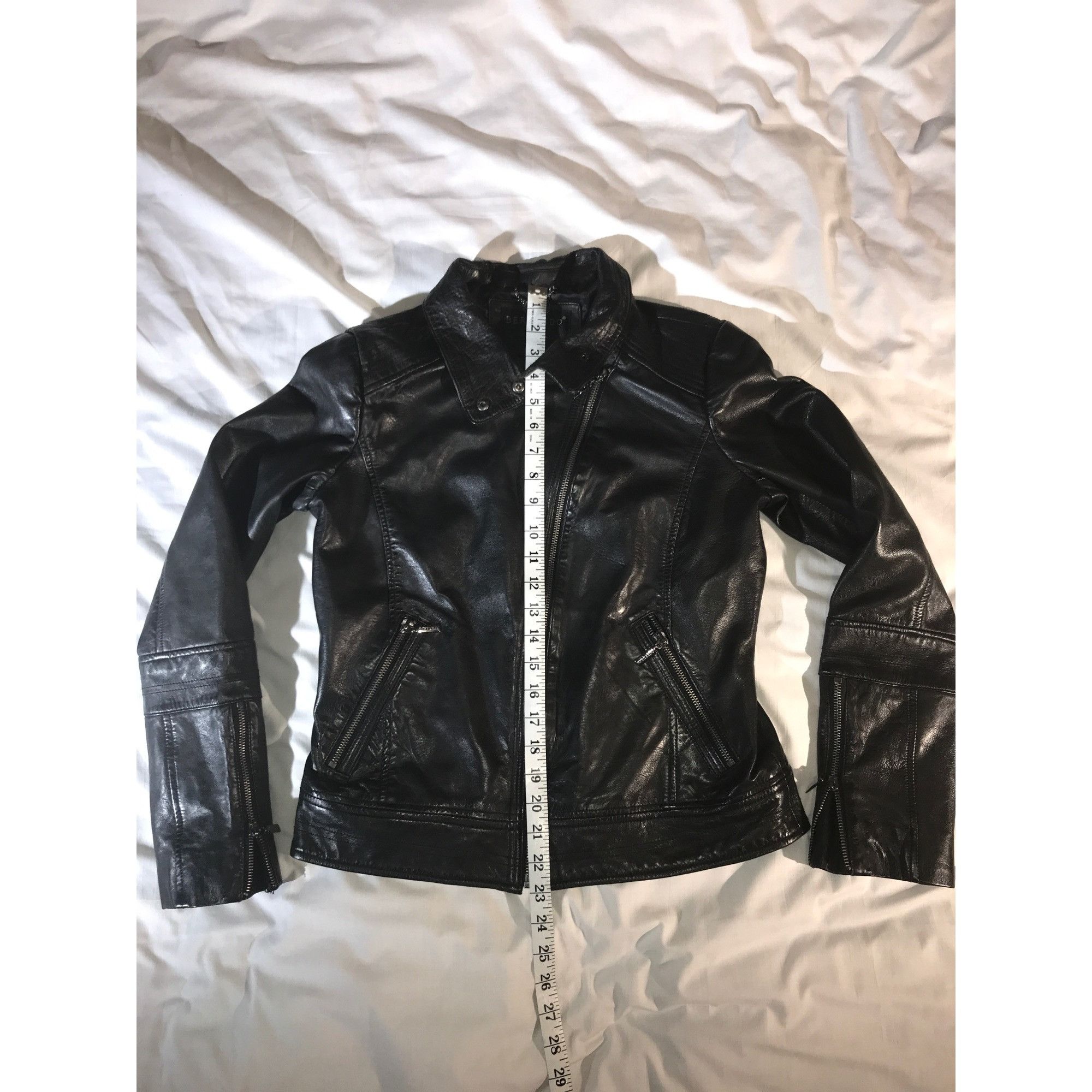 Other Bernardo NWT Womens Black Leather Zippers Moto Bomber Jacket Size S / US 4 / IT 40 - 7 Thumbnail
