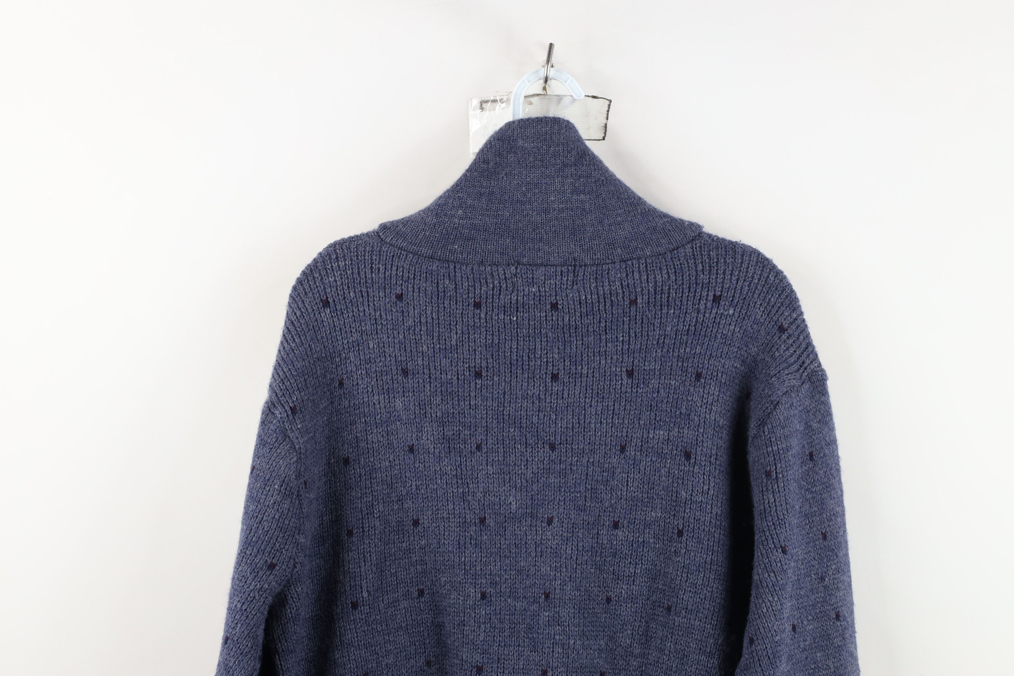 Vintage Vintage 90s Streetwear Wool Ribbed Knit Shawl Sweater Blue Size US M / EU 48-50 / 2 - 8 Thumbnail